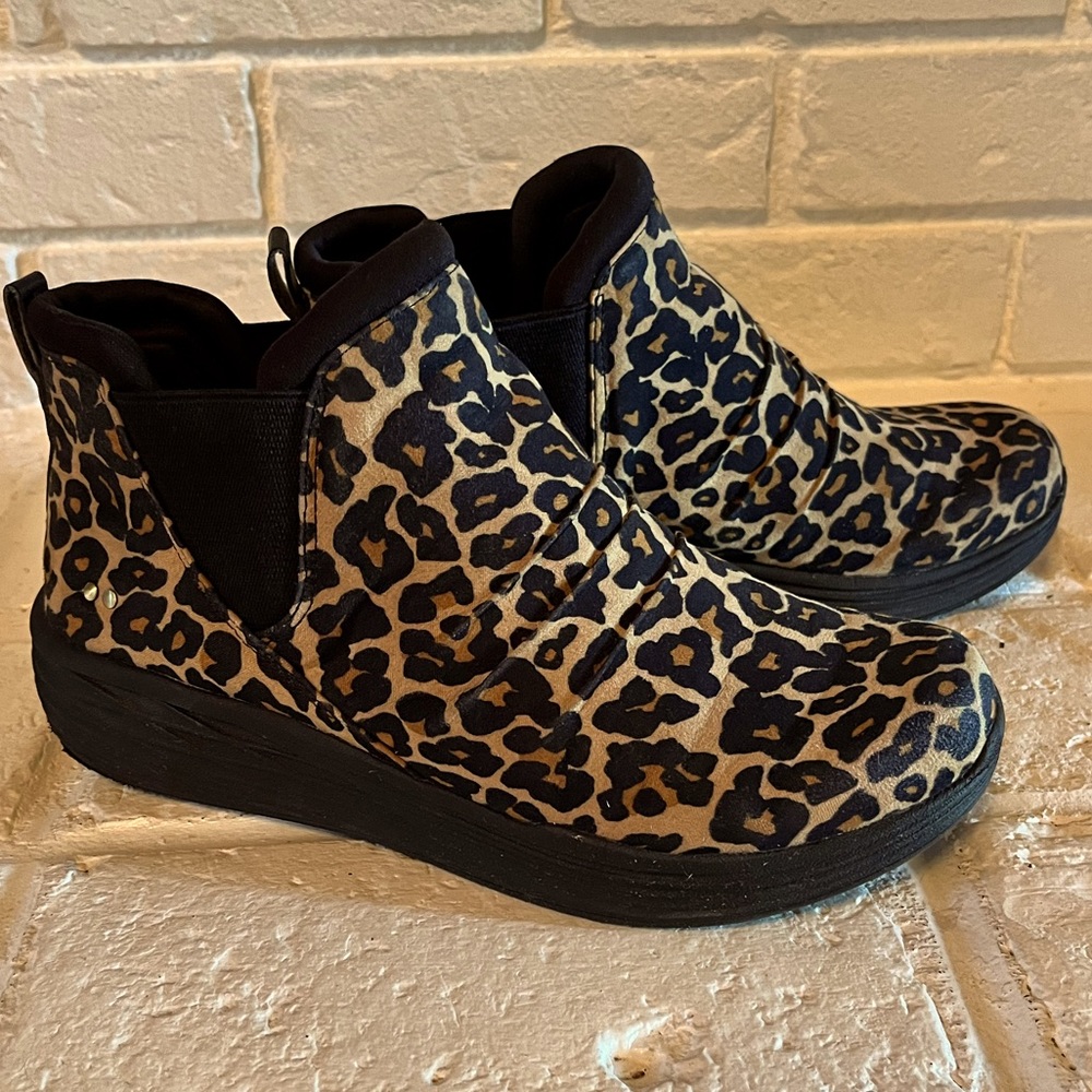 Ryka-Water Repellent Leopard Wedge Ankle Boot